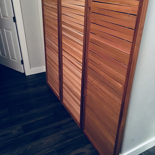 slatted closet door angled view